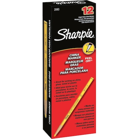 Sharpie Peel Off China Marker, 3/16" Diameter, 12/DZ, Yellow PK SAN2083